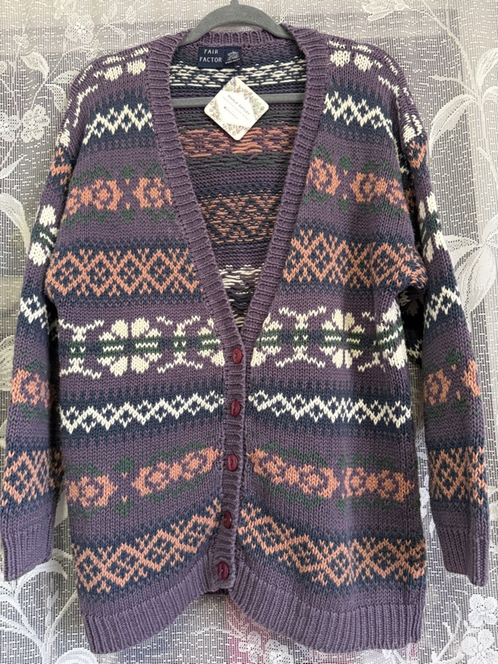 Vintage knit Purple Cardigan
